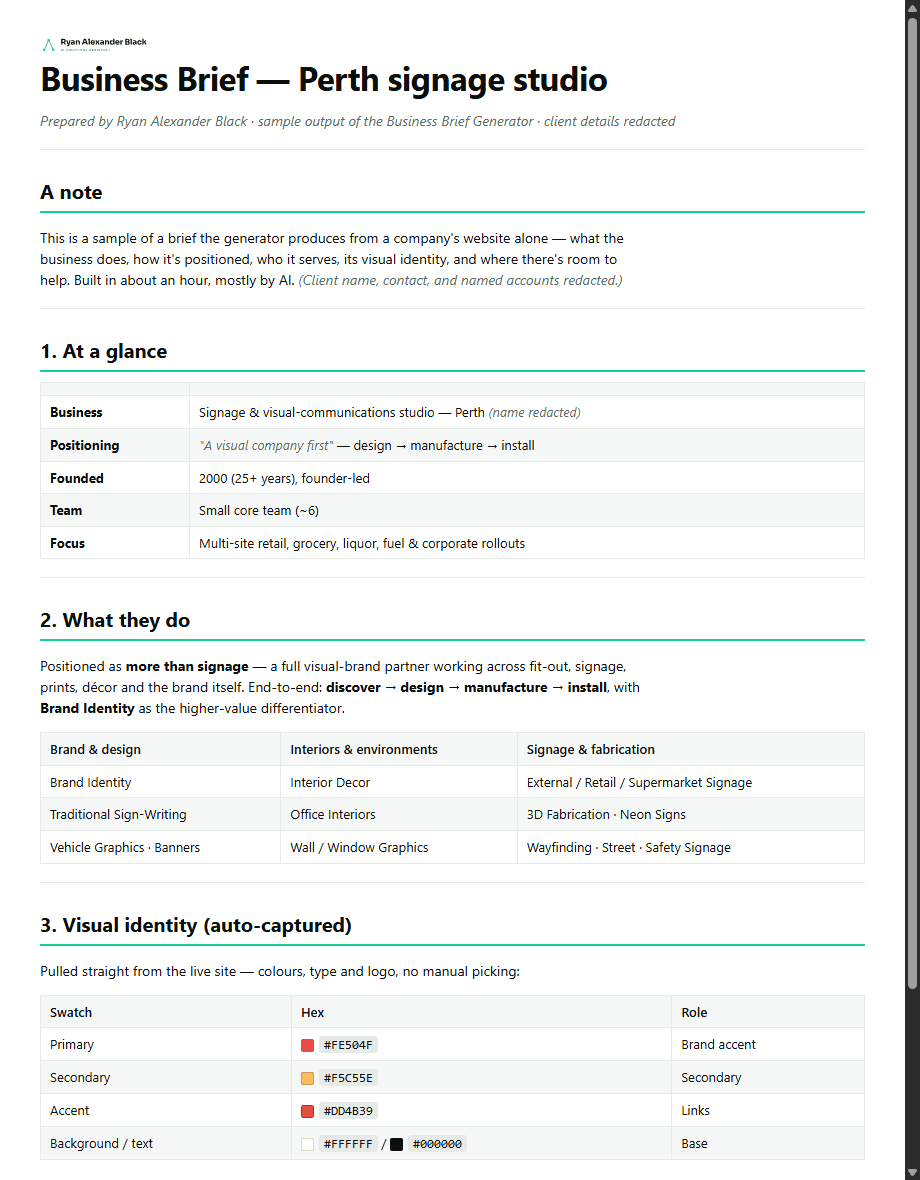 Business Brief Generator — preview